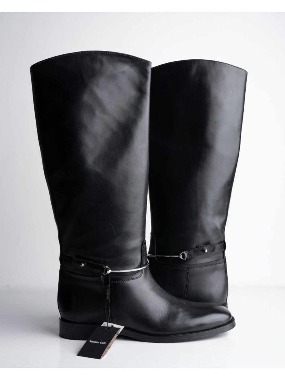 Massimo Dutti Womens Leather Knee High Riding Boots Black Sz US 9 EU 40 NWD - Picture 2 of 10
